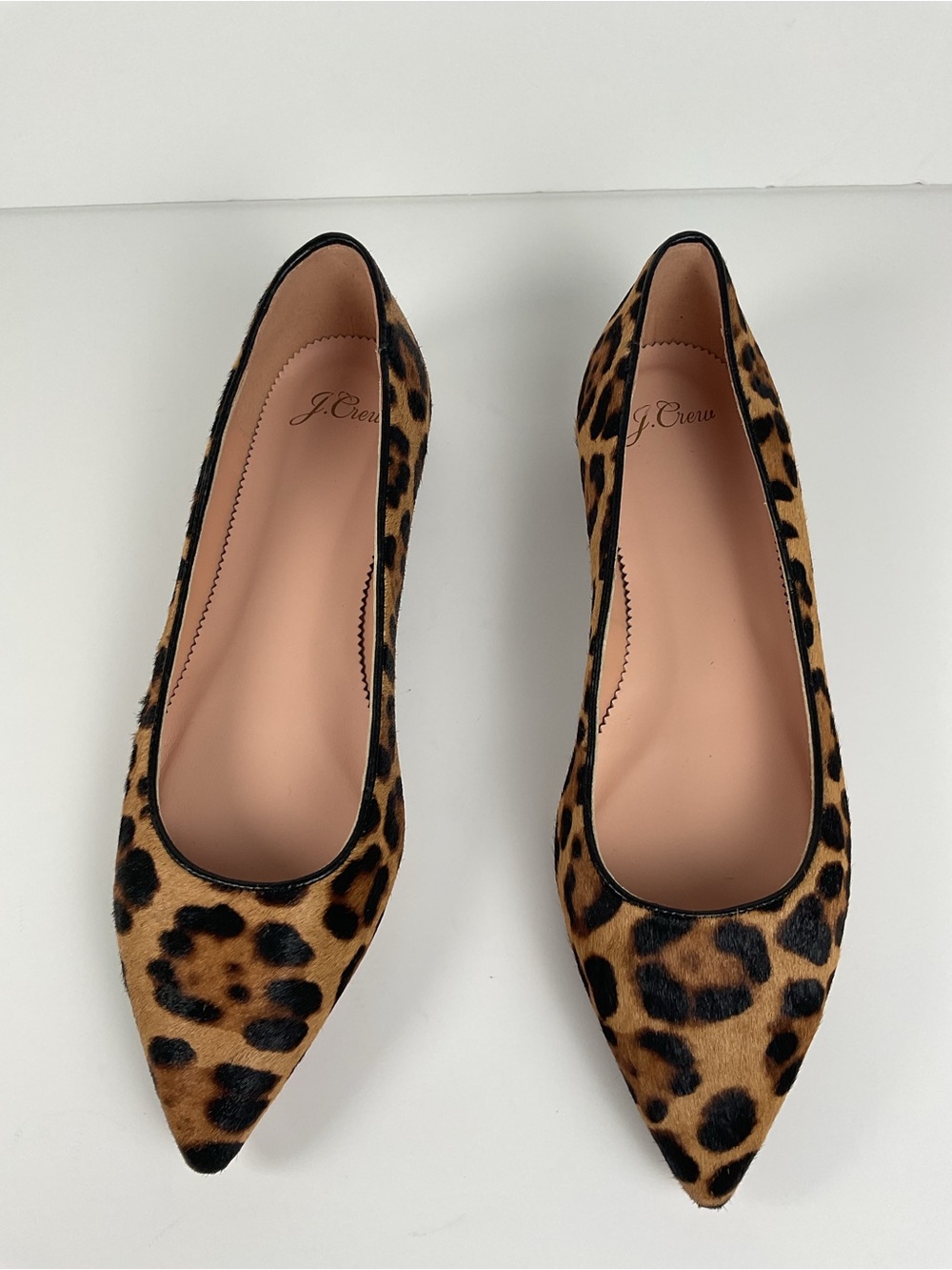 J.Crew Leopard Calf Hair Pointed Toe Flats Size 8 - Picture 5 of 11